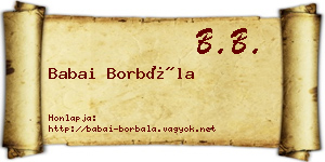 Babai Borbála névjegykártya